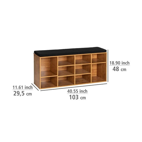 Skrinka na topánky v dekore exotického dreva s lavicou v prírodnej farbe Loft – Wenko-image-4