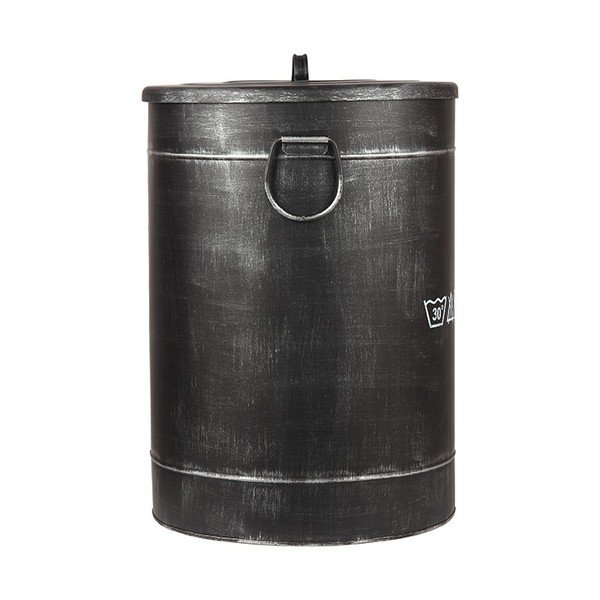 Čierny kovový kôš na špinavé prádlo LABEL51, ⌀ 40 cm-image-1