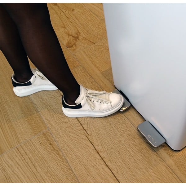 Matne biely oceľový odpadkový kôš 2x20 l na triedený odpad/nášľapný Aliya – Spirella-image-2