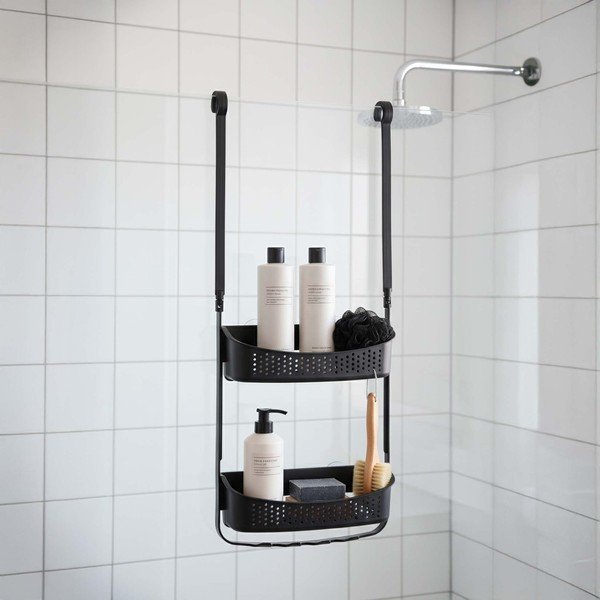 Matne čierna závesná plastová kúpeľňová polička Vesper – douceur d'intérieur-image-2