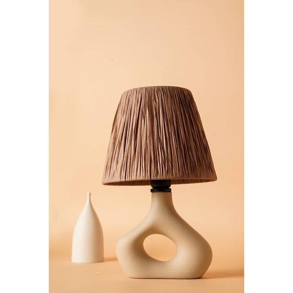 Béžová stolová lampa s tienidlom z papierového výpletu (výška 40 cm) Serin – Opviq lights-image-1