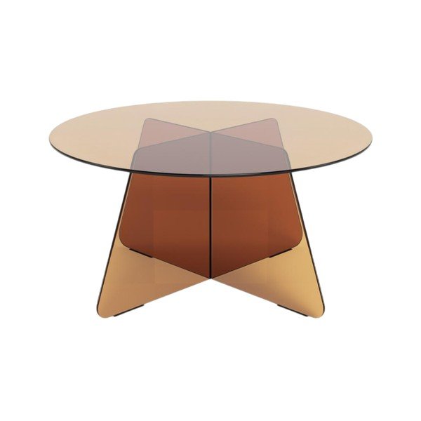 Hnedý sklenený okrúhly konferenčný stolík ø 80 cm Samos – Actona-image-4