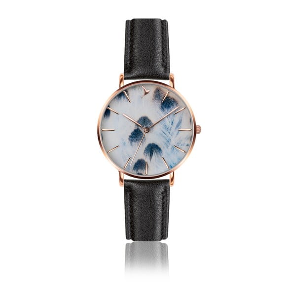 Dámske hodinky s čiernym remienkom z pravej kože Emily Westwood Mosadz