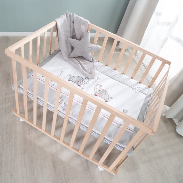 Detská ohrádka na kolieskach v prírodnej farbe 100x75 cm Jumbo Twins – Roba-image-2