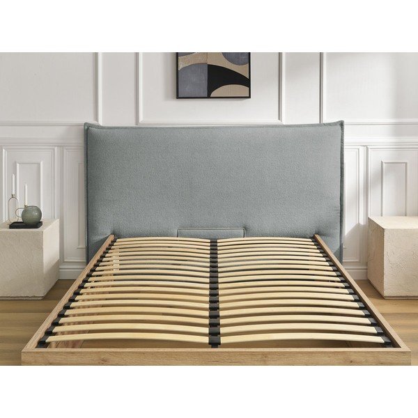 Svetlosivá čalúnená čalúnená/z drevotriesky dvojlôžková posteľ s úložným priestorom s roštom 180x200 cm Charlie – Bobochic Paris-image-3