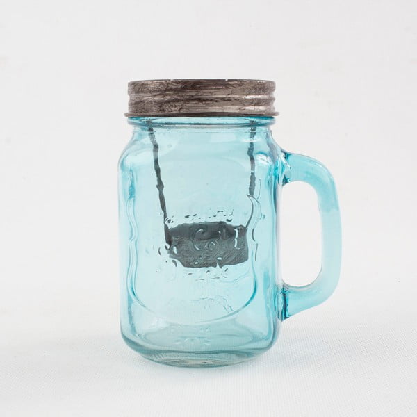 Modrý sklenený svietnik Dakls, výška 13,5 cm