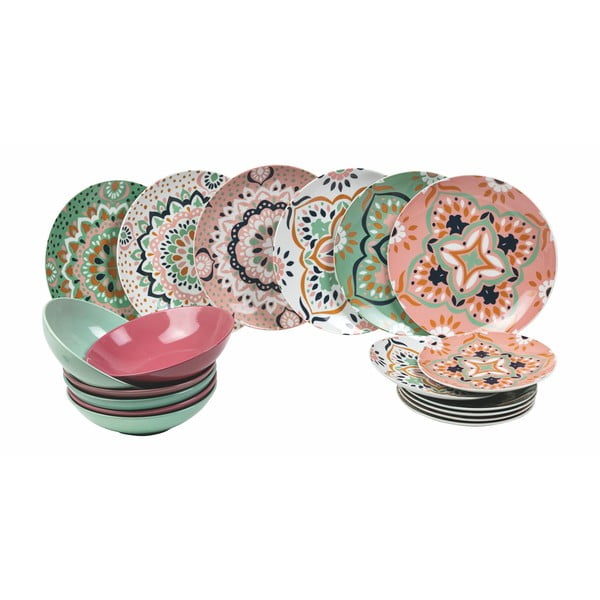18-dielna súprava tanierov z porcelánu a kameniny VDE Tivoli 1996 Cala