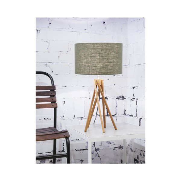 Stolová lampa so zeleným tienidlom a konštrukciou z bambusu Good&Mojo Kilimanjaro-image-1