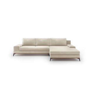 Béžová rozkladacia rohová pohovka so zamatovým poťahom Windsor & Co Sofas Astre, pravý roh