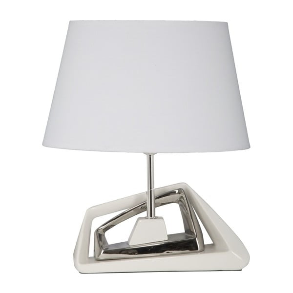 Bielo-strieborná keramická stolová lampa Mauro Ferretti Cross, 31 × 38,5 cm