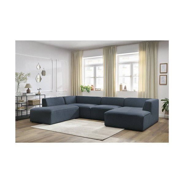 Tmavomodrá modulárna rohová pohovka (ľavý roh/do tvaru "U") Megeve – Bobochic Paris-image-1