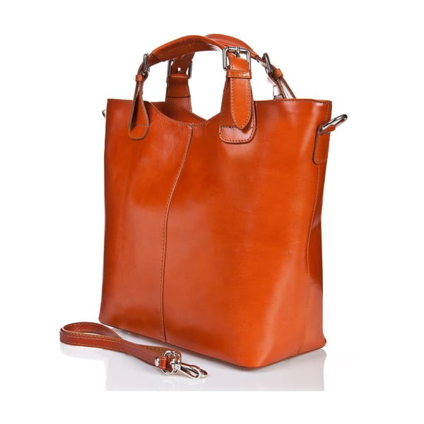 Koňakovohnedá kožená kabelka Massimo Castelli Valeria-image-2