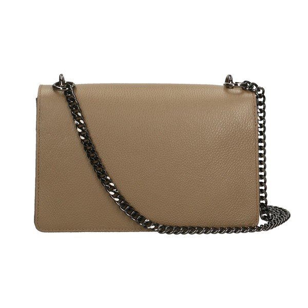 Hnedá a sivá kožená kabelka Chicca Borse-image-2