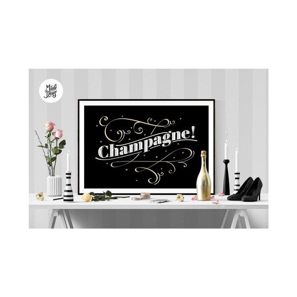 Plagát Champagne BW, A3-image-1