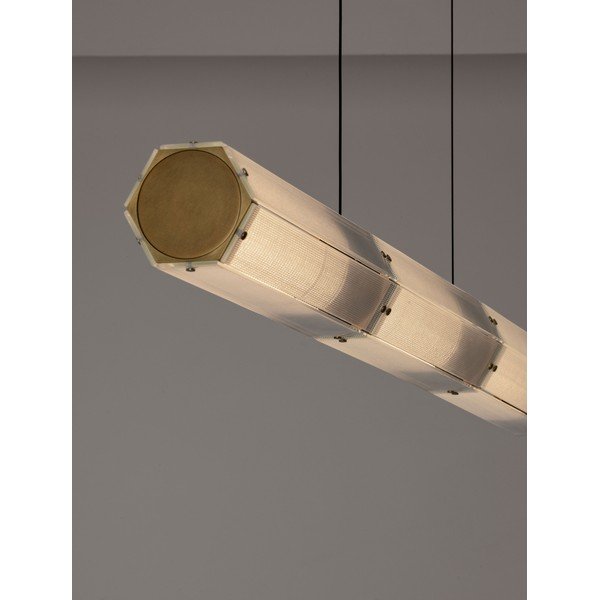 Oceľové LED závesné svietidlo so stmievačom v mosadznej farbe so skleneným tienidlom Essenzo – Nova Luce-image-2