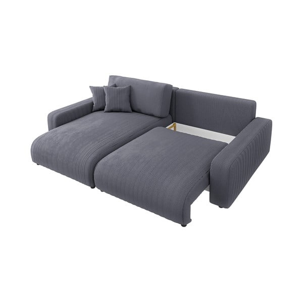 Tmavosivá menčestrová rozkladacia rohová pohovka (variabilná) Sara – Ropez-image-2