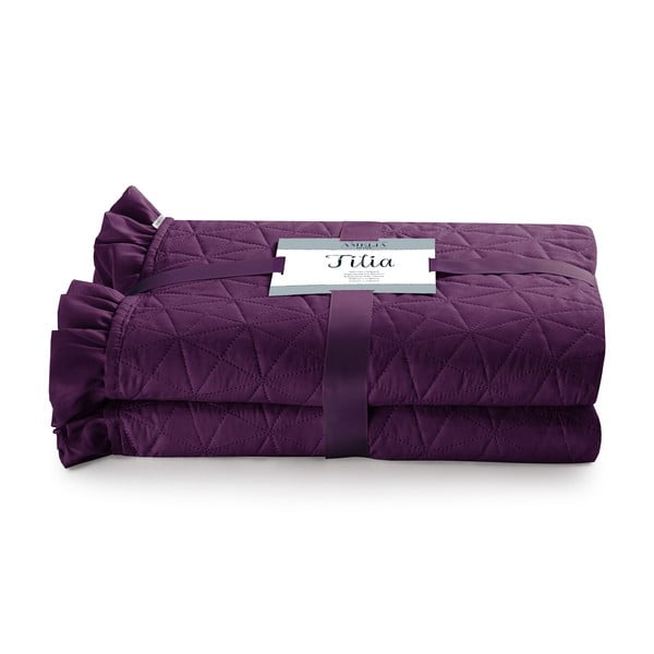 Fialový pléd cez posteľ AmeliaHome Tilia Plum, 220 x 240 cm-image-2