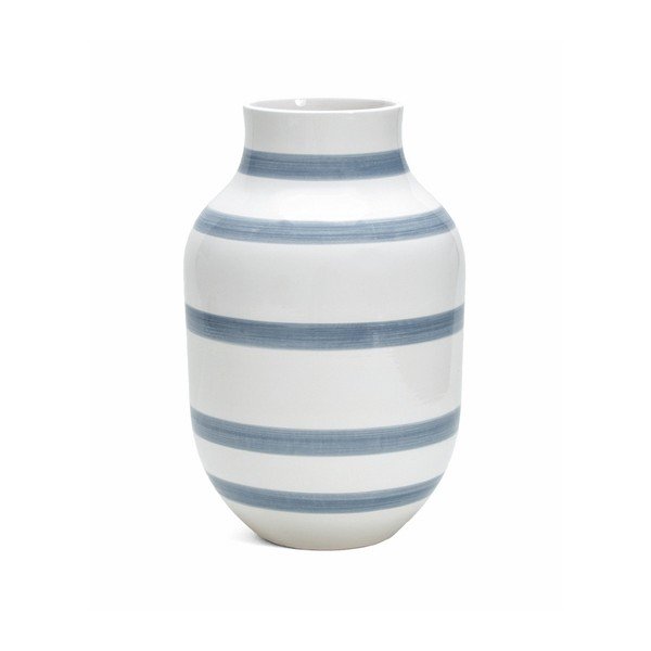 Svetlomodro-biela kameninová váza Kähler Design Omaggio, výška 30,5 cm