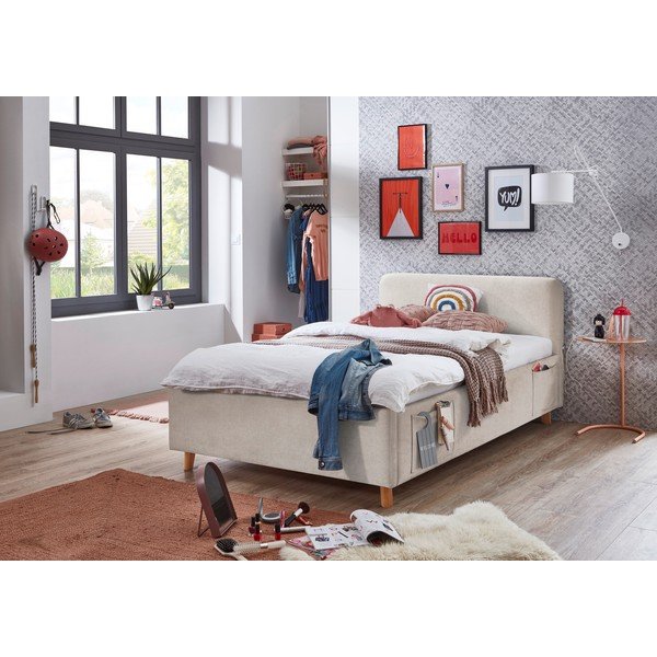 Béžová detská posteľ s úložným priestorom s roštom 140x200 cm Cosy – Meise Möbel-image-1