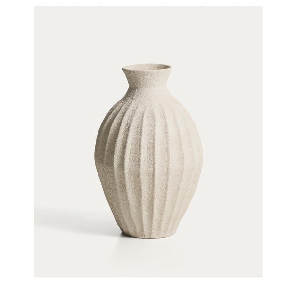 Krémovobiela ručne vyrobená/vysoká váza z papiermaša (výška  67 cm) Arquena – Kave Home