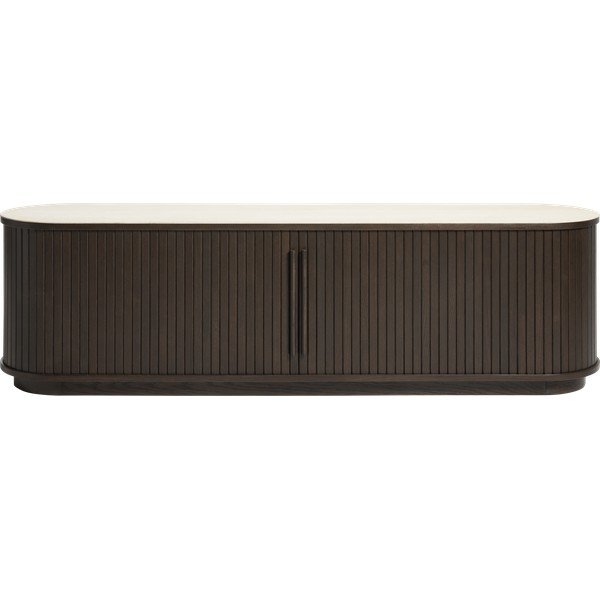 TV stolík s keramickou doskou v tmavo prírodnej farbe 180x50x40 cm Enna – Unique Furniture-image-4