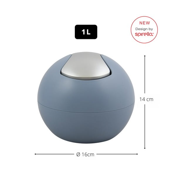 Svetlomodrý plastový odpadkový kôš 1 l Bowl Matt – Spirella-image-2