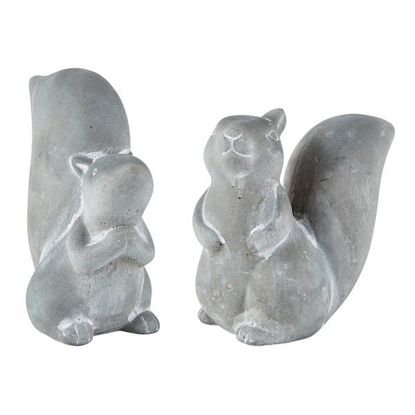 Sada 2 sivých dekoratívnych cementových sošiek KJ Collection Squirrel