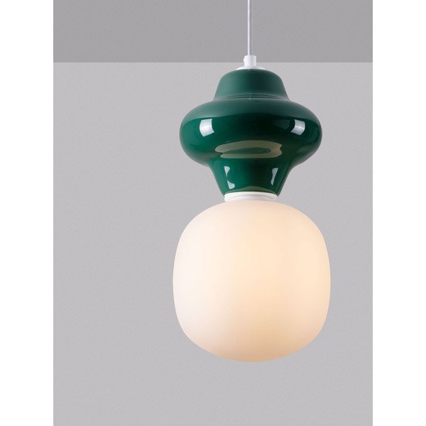 Biele/v petrolejovej farbe keramické závesné svietidlo so skleneným tienidlom ø 18 cm Clio – Nova Luce-image-1