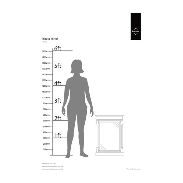 Nástenné zrkadlo s dreveným rámom 50x70 cm Tribeca – Premier Housewares-image-1