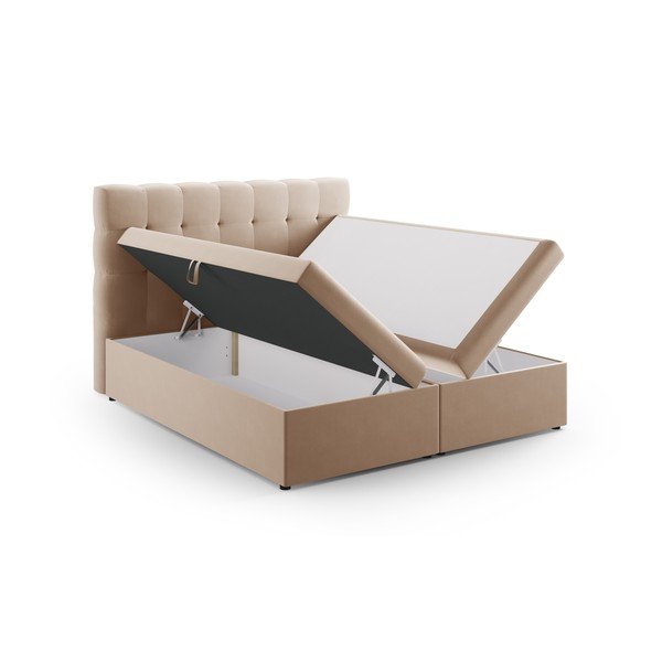 Svetlohnedá boxspring posteľ s úložným priestorom 180x200 cm Bali – Cosmopolitan Design-image-4