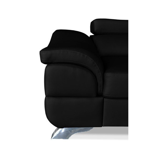 Čierna kožená rohová rozkladacia pohovka Windsor & Co. Sofas Omnikron, pravý roh-image-2