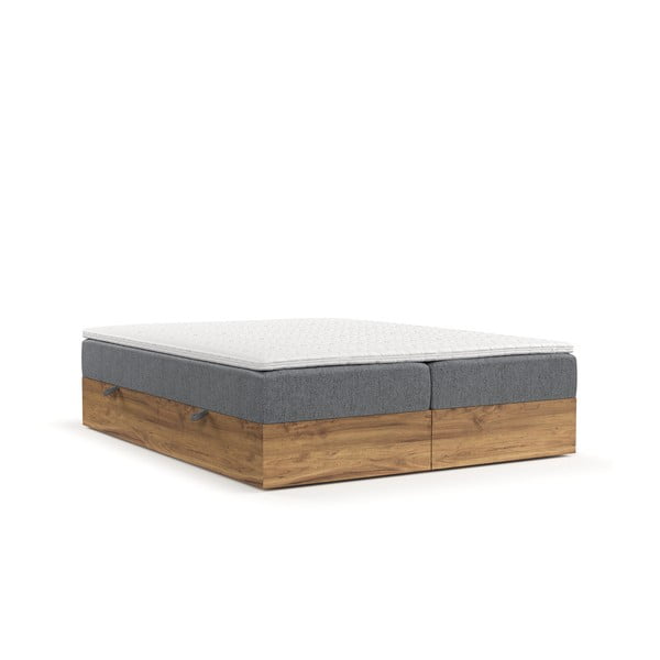 Boxspring posteľ s úložným priestorom v sivo-prírodnej farbe 160x200 cm Faro – Maison de Rêve