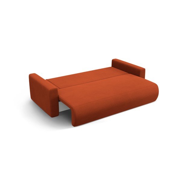 Zamatová rozkladacia pohovka s úložným priestorom v tehlovej farbe 238 cm Belfast – Cosmopolitan Design-image-2
