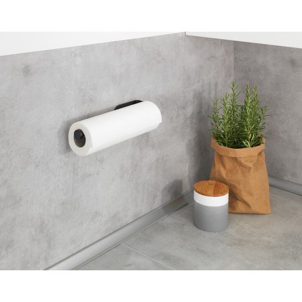 Čierny nástenný držiak na kuchynské utierky Wenko Nio-image-1