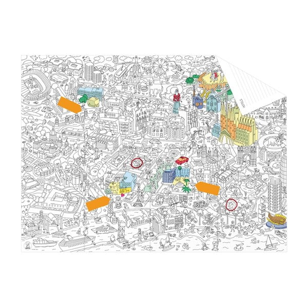Vrecková omaľovánka mapa Barcelone