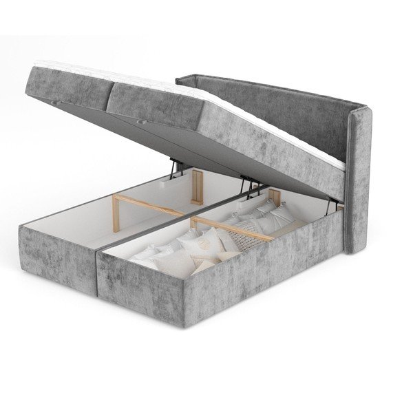 Sivá boxspring posteľ s úložným priestorom 160x200 cm Passion – Maison de Rêve-image-3