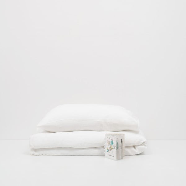 Detská biela ľanová obliečka na vankúš Linen Tales Nature, 40 x 60 cm-image-2