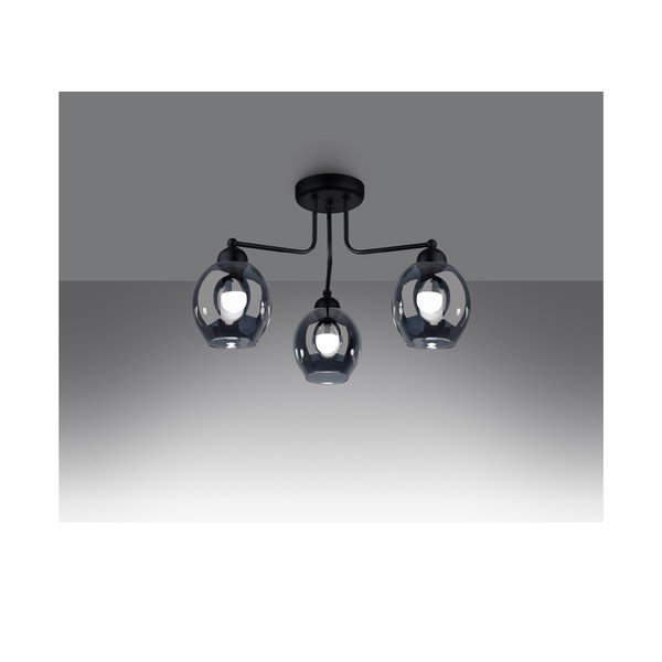 Čierne stropné svietidlo so skleneným tienidlom 54x54 cm Garten – Sollux-image-1