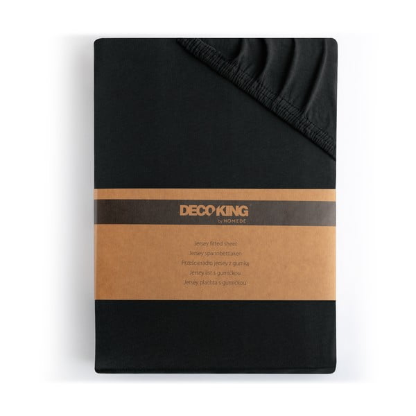 Čierna napínacia plachta jersey 180x200 cm Amber – Restilo-image-4