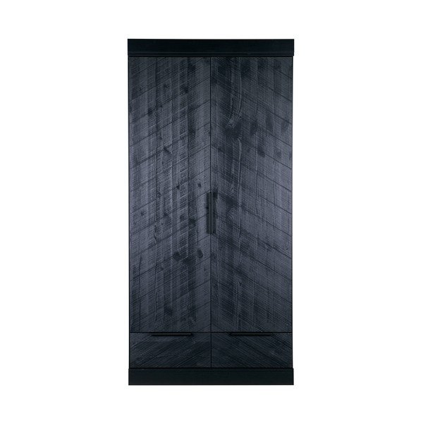 Čierna drevená skriňa WOOOD Herringbone, výška 195 cm-image-4