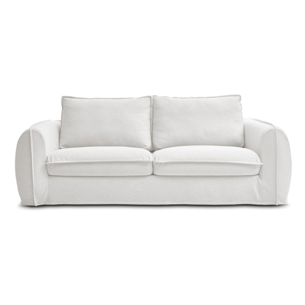 E-shop Biela pohovka na každodenné spanie/rozkladacia 216 cm Archimede – Bobochic Paris