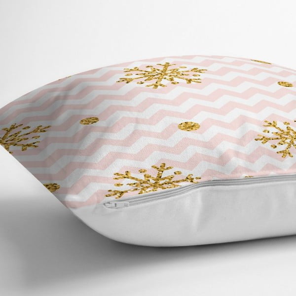 Vianočná obliečka na vankúš Minimalist Cushion Covers Golden Snowflakes, 42 x 42 cm-image-1