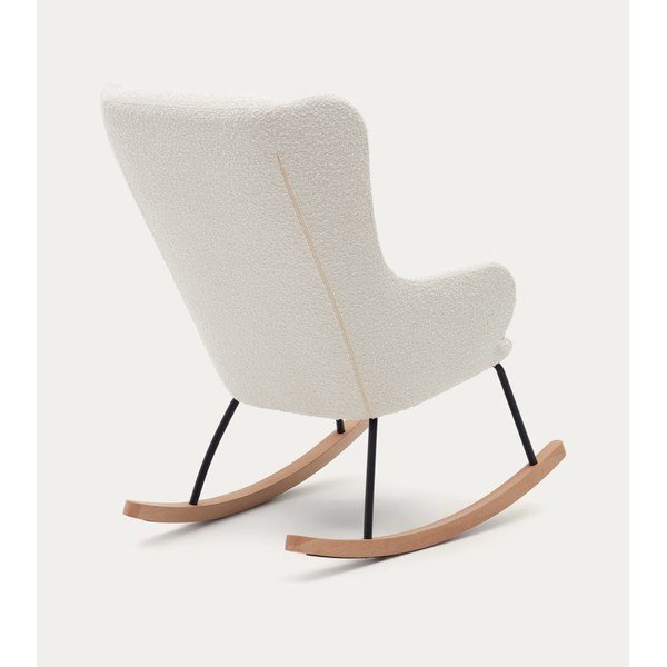 Biele hojdacie kreslo z textílie bouclé Maustin – Kave Home-image-3