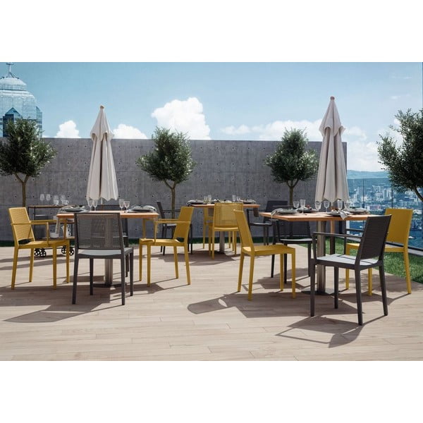 Žltá plastová záhradná stolička Grid – Rojaplast-image-3