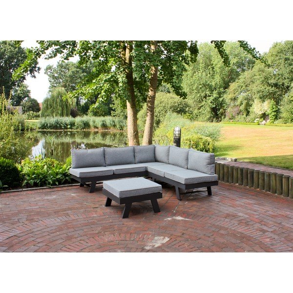 Sivá hliníková záhradná lounge súprava pre 4 osoby Donna – Garden Pleasure-image-1