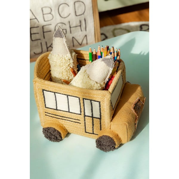 Okrovožltý látkový detský kôš na hračky 22x19x15 cm School Bus – Lorena Canals-image-1