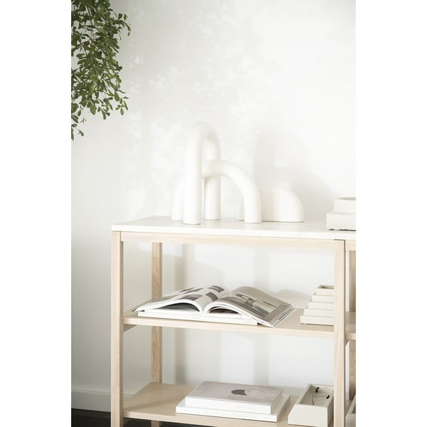 Biely konzolový stolík s doskou z kameňa 140x40 cm Orwel - Rowico-image-4