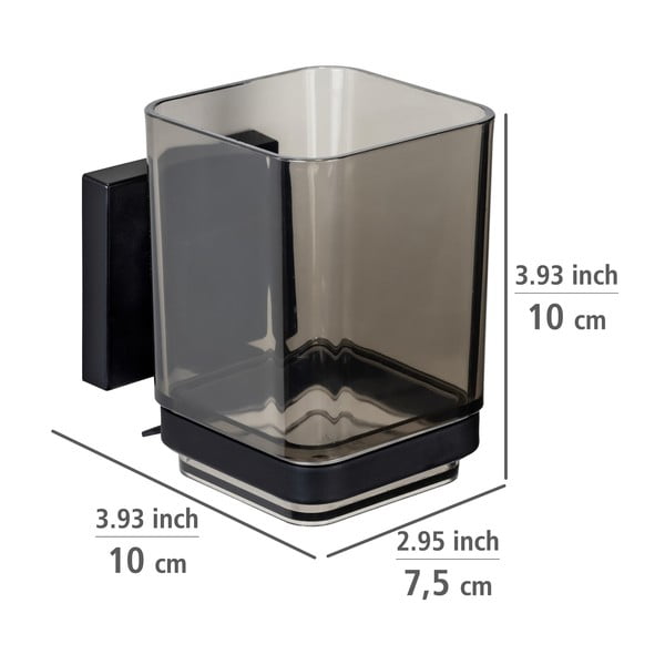 Čierny samodržiaci plastový téglik na zubné kefky Quadro – Wenko-image-4