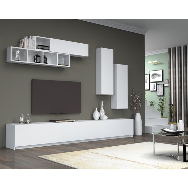 Biely TV stolík 140x40 cm Dona - Gauge Concept-image-2