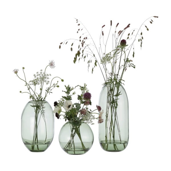 Zelená sklenená váza A Simple Mess Hedge, výška 18 cm-image-2